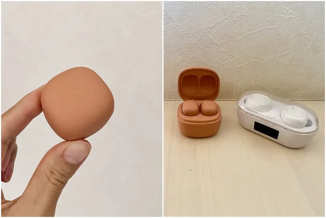 3COINS（スリーコインズ・スリコ）のミニワイヤレスイヤホンのサイズ比較