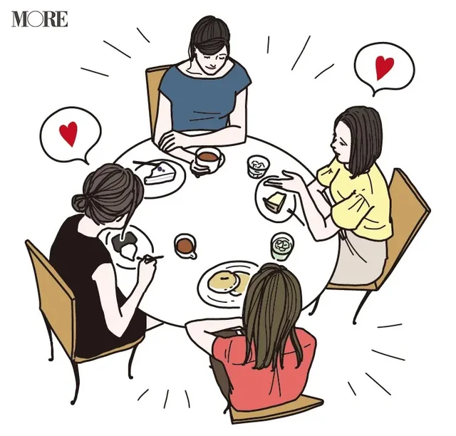 女友達との会話に盛り上がっているイラスト