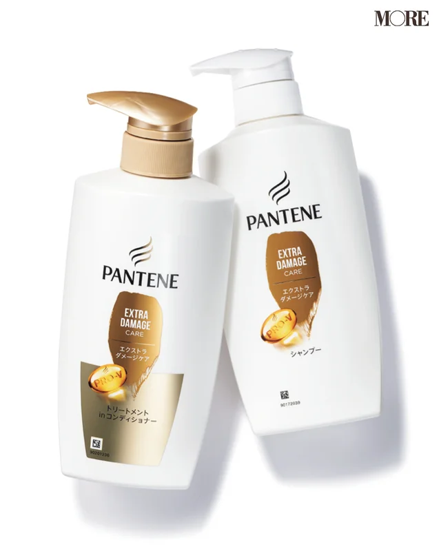 パンテーン　エクストラダメージケア（右）シャンプー・（左）トリートメント in コンディショナー