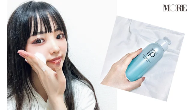 ソフィーナ iPの炭酸洗顔料を顔につけているMIYUUさん