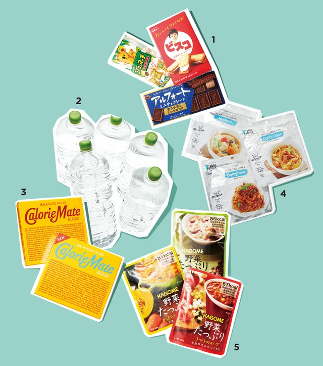 カロリーメイト ブロック （上）チョコレート味・（下）バニラ味80ｇ各￥216（価格は編集部調べ）／大塚製薬　など