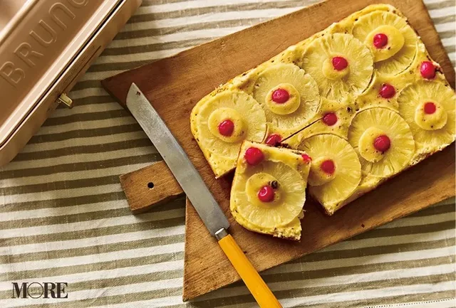 【ホットプレートレシピ】パインとチェリーのフラットケーキ