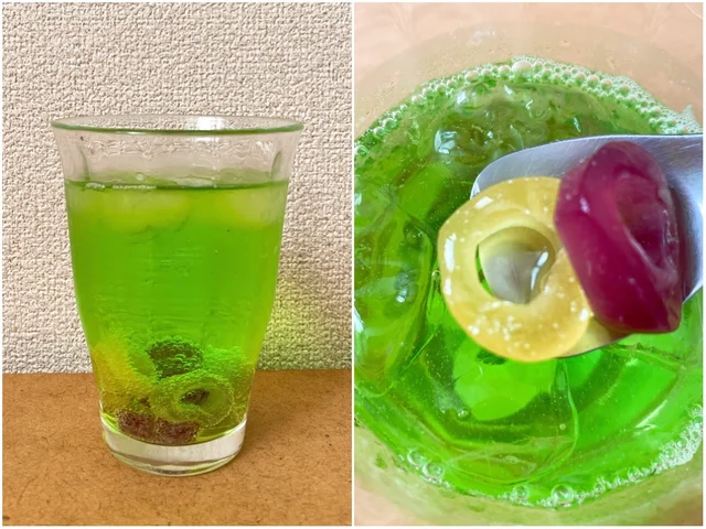 サントリー『ほろよい〈クリームソーダサワー〉』凍らせたグミアレンジ