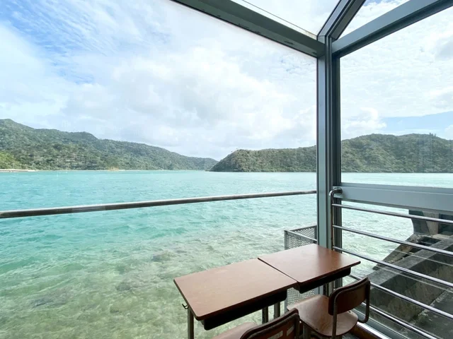 やんばるアートフェスティバルのメイン会場、大宜味村立旧塩屋小学校の体育館から見える素敵な風景