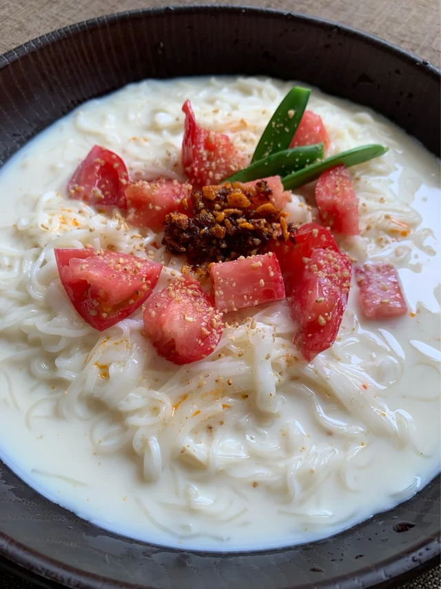 【簡単絶品レシピ】暑い日に食べたい!《5分で完成》"そうめん"を使って豆乳担々麺風に_4