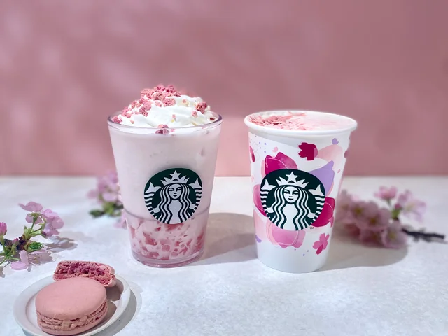 スターバックスのSAKURAシーズン2023の第1弾。フラペチーノとラテ