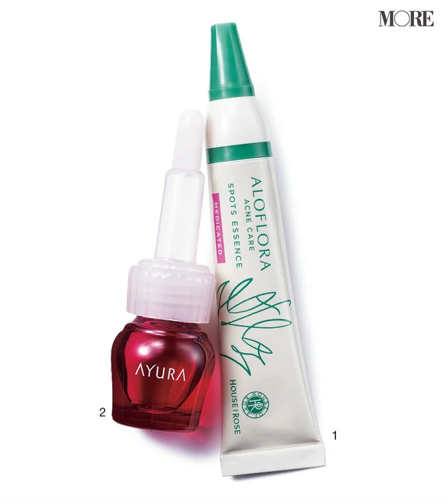 花粉時期のニキビケアにおすすめのアロフローラ アクネケア スポッツ エッセンス、アユーラ セラムオプティマイザー