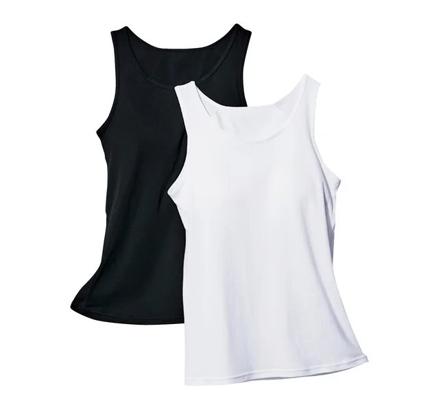 アンダーフリーコットン綿100％ブラトップタンクトップ（UVカット）各￥1859〜3069／ニッセン