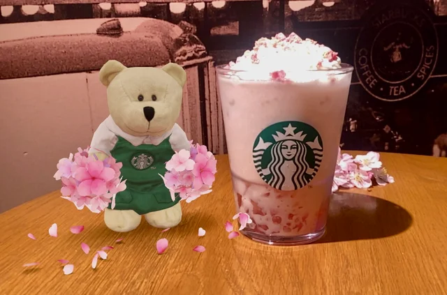 スタバ2023さくら。ARでベアリスタを登場させた