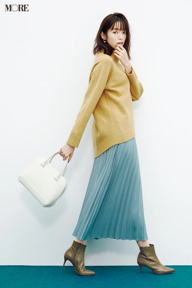 【今日のコーデ】通勤にもおすすめきれい色スカートコーデの佐藤栞里