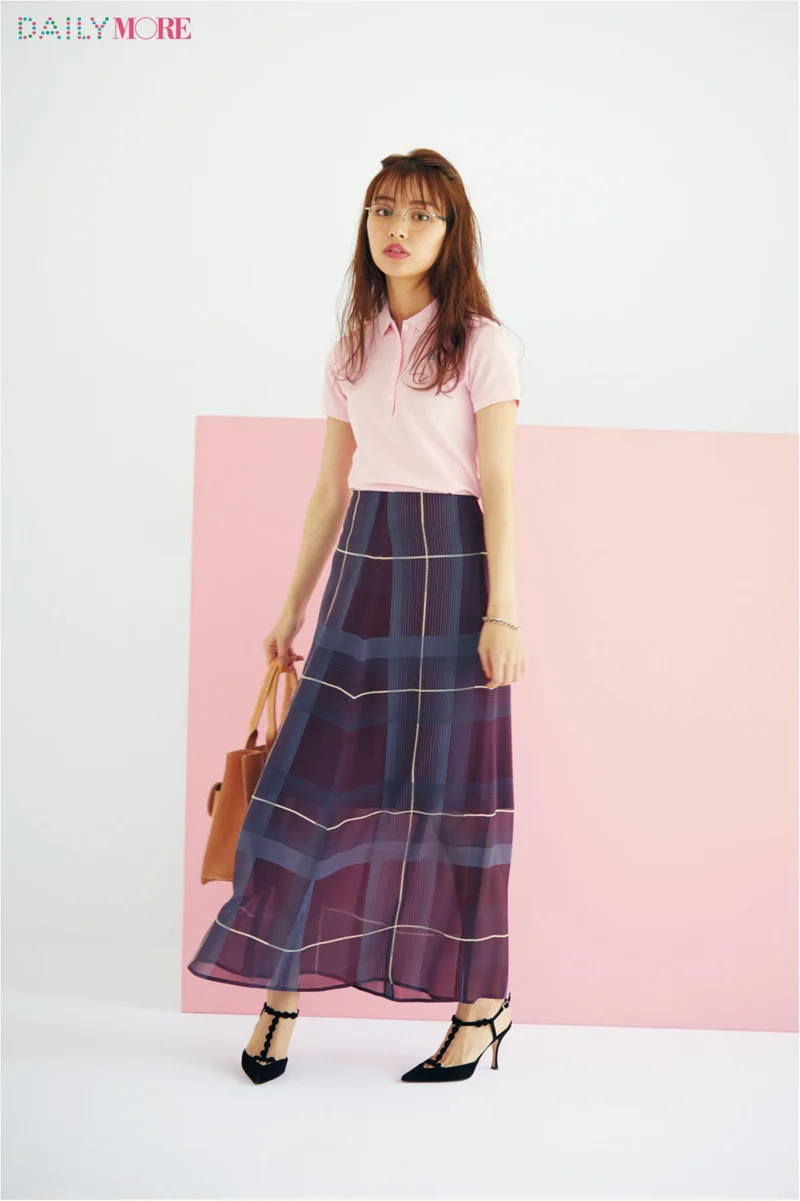 【今日のコーデ／内田理央】この夏着たいピンクのポロシャツ。×マキシスカートでモテを意識して！