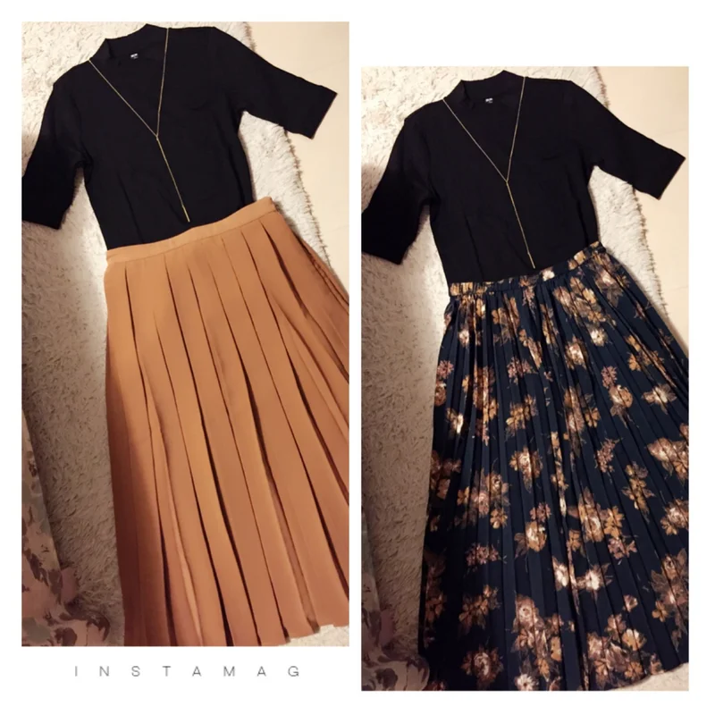 ♡SNSで話題！！ユニクロのリブハイネックT(1000円)とGUスカートで秋コーデ作ってみました！！♡