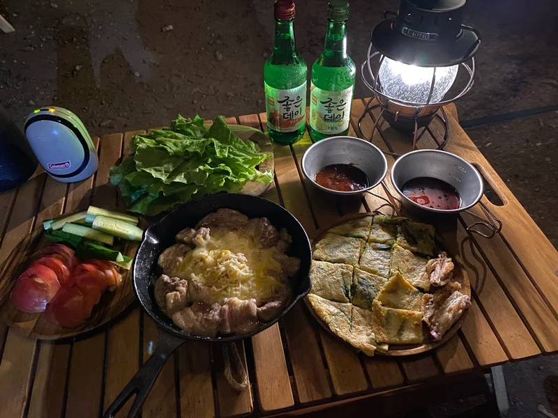 キャンプで韓国料理