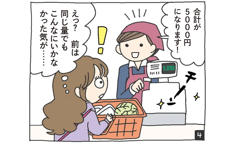 レジ店員さん「合計が5000円になります！」A子（えっ？ 前は同じ量でもこんなにいかなかった気が……）