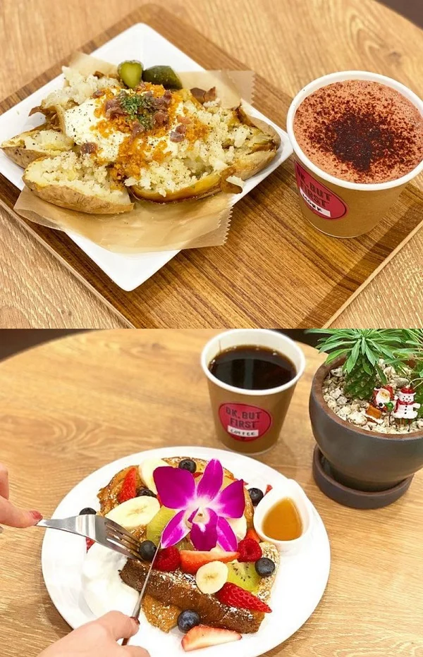 神戸のおすすめカフェ『OK, BUT FIRST』のアンチョビポテトとフレンチトースト