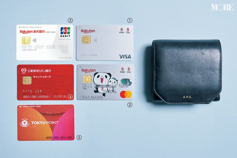 楽天カード 編成部　奈雲映見理さんのお財布と使用しているクレジットカード、ポイントカード、キャッシュカード