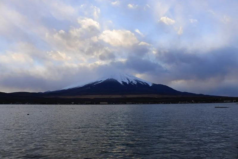 『山中湖』から日の入り富士山を見る