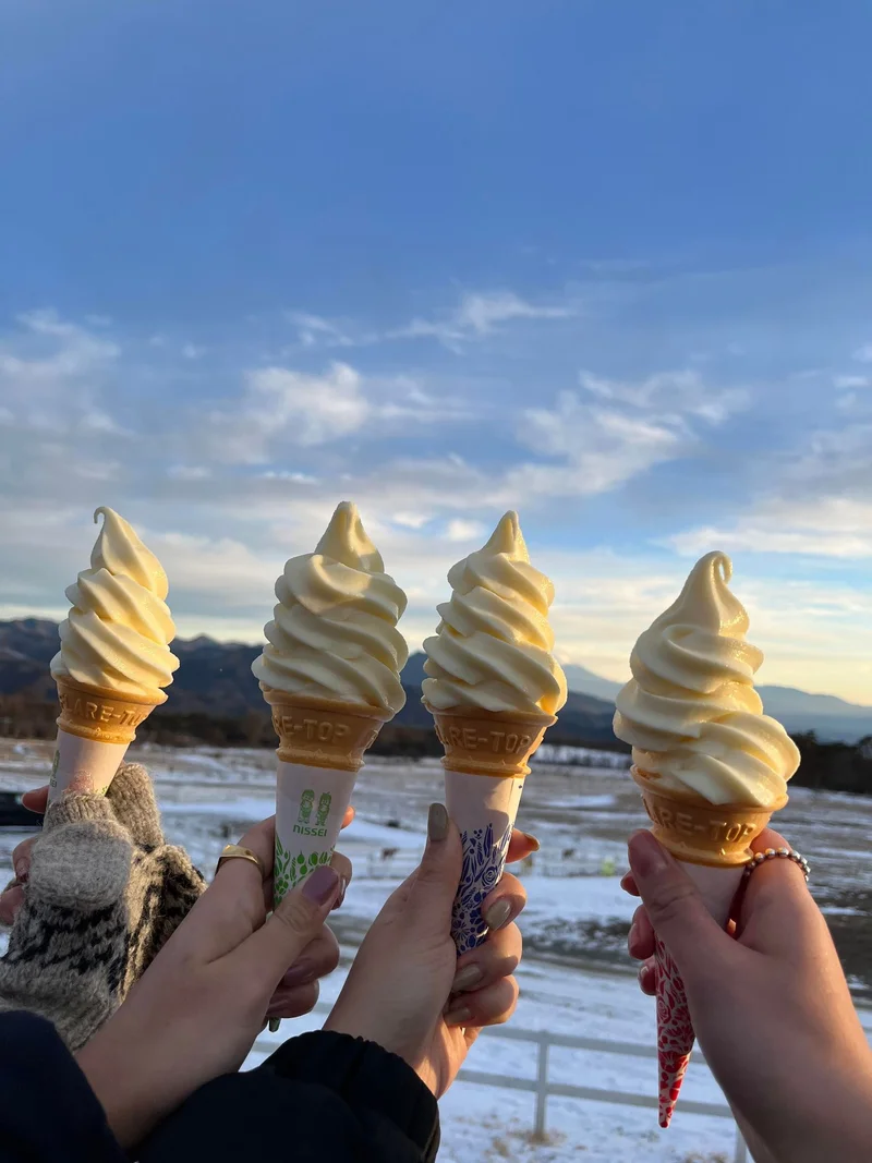 八ヶ岳高原コテージのツアーで食べたソフトクリーム