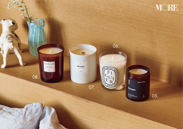 『Earl of East』 Onsen、『diptyque』 Candle Figuier、『Danlow』 FRAGRANCE WOOD CANDLE -THE DAN-、『LOLA JAMES HARPER』 Candle【No.15】