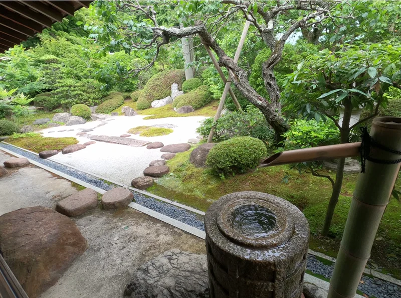 浄明寺にあるカフェから見える庭園