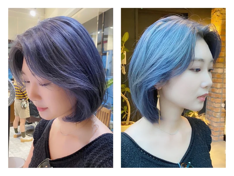 韓国っぽ♡透明感ブルーヘアにしてみました♪