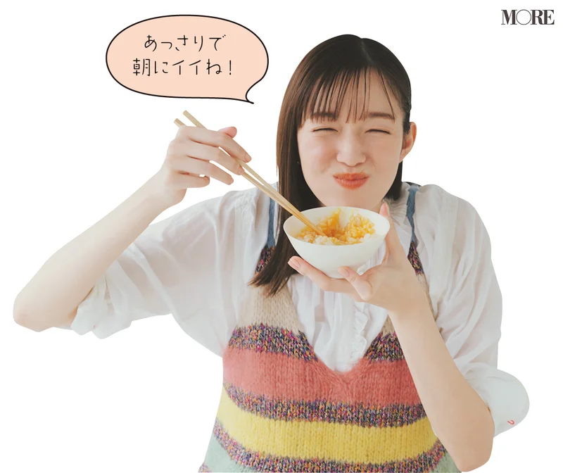佐藤栞里が青森県のおすすめお取り寄せグルメ「田子たまご村」の卵かけごはんセットを食べている様子