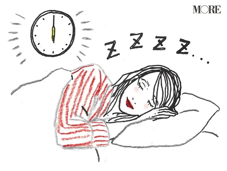早寝する女性のイラスト