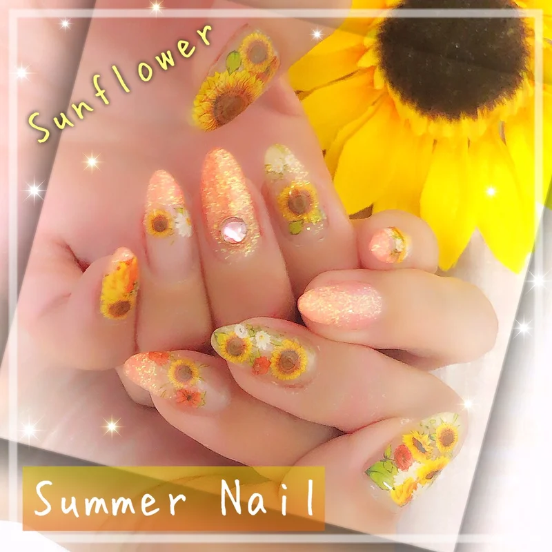 【夏ネイル・マニキュア】Summer  NAIL ♡Sun Flower  