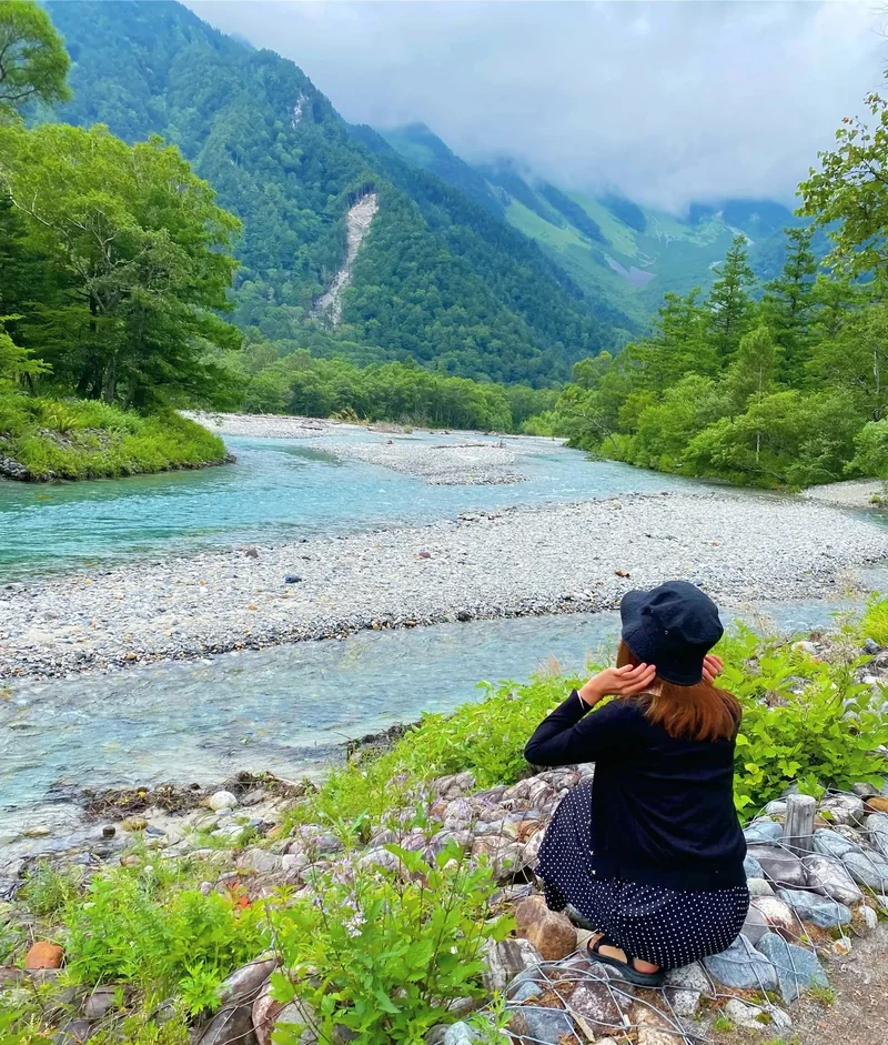 長野県上高地、北アルプスの景色