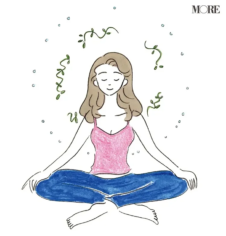 瞑想する女性のイラスト