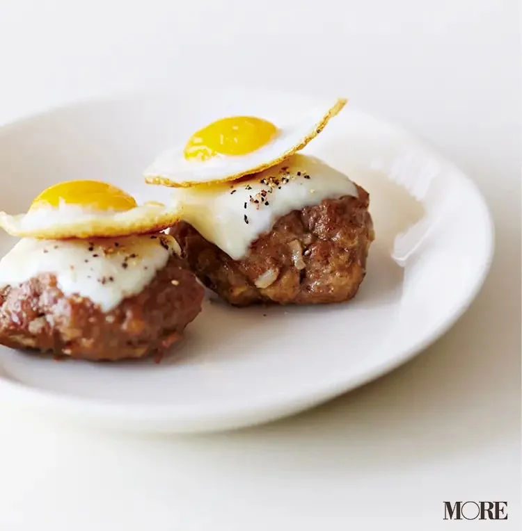 【作り置きお弁当レシピ】１. ひき肉の「ハンバーグでチーズ＆卵のせ」