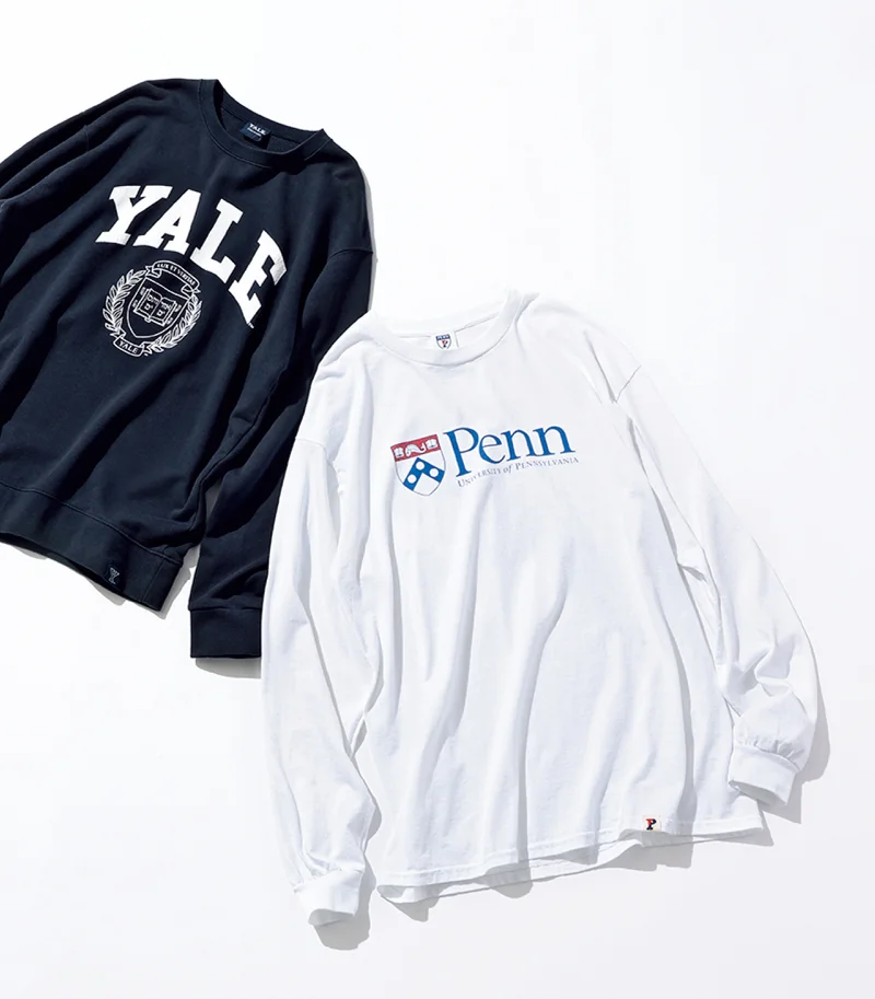 『YALE』と『Pennsylvania』のカレッジトップス