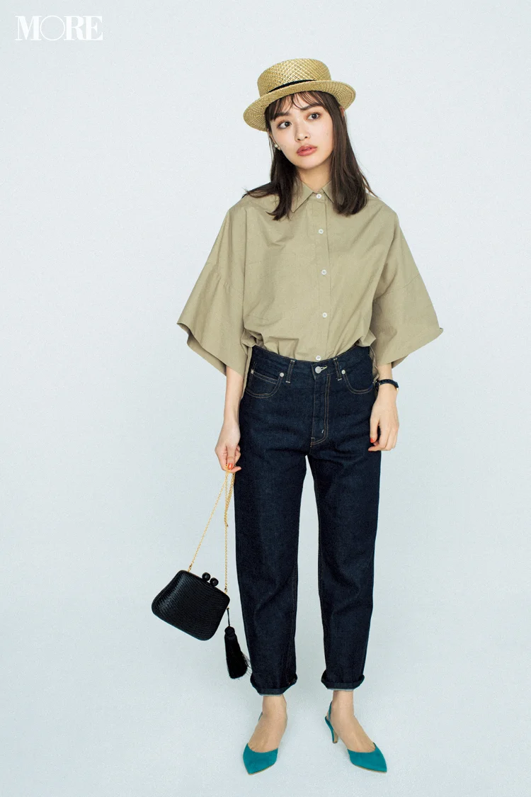 今日のコーデ いつものデニムをカーキシャツで大人っぽく仕上げて 友達とドライブ 内田理央 ファッション コーディネート 代 More