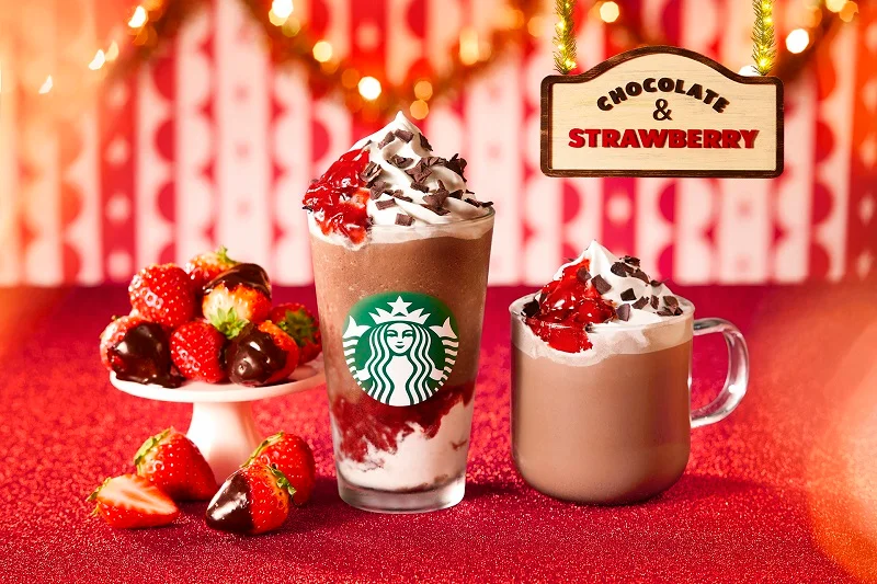 スタバ クリスマス21 いちご感満載 チョコレート ストロベリー フェスティブ フラペチーノ が新登場 グルメ Daily More