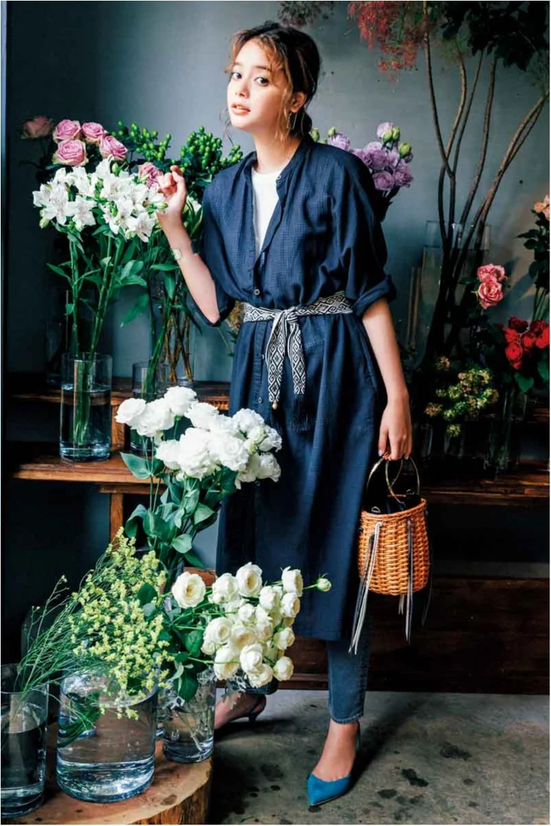 今日のコーデ ホームパーティーにお呼ばれした日曜は 前開きシャツワンピ デニムできれいめレイヤード ファッション コーディネート 代 Daily More