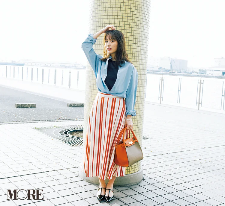 ユニクロ の水色シャツを内田理央が着まわし 実は春の隠れヒットアイテムなんです ファッション コーディネート 代 More