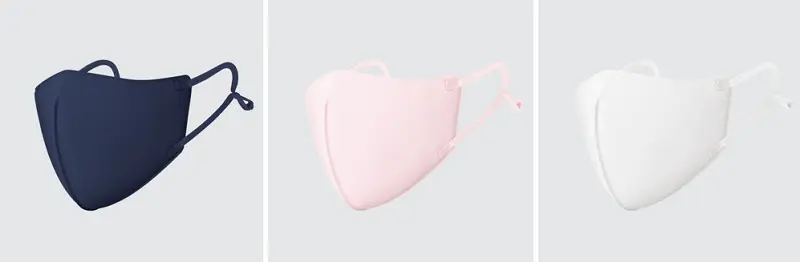 ユニクロのエアリズム3Dマスク、白、ネイビー、ピンクのカラバリ
