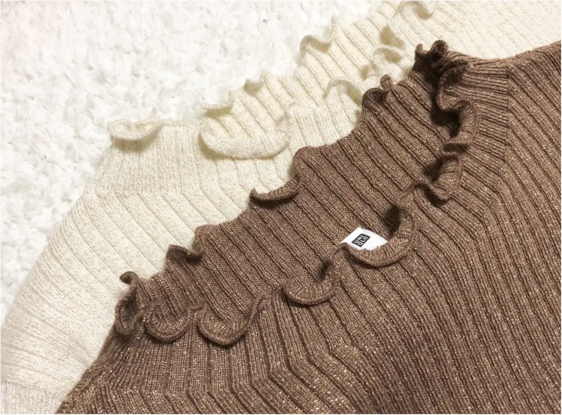 【UNIQLO - ユニクロ -】年末の買い足し服にぴったり❤️《シャイニーリブフリルネックセーター》が可愛すぎる!_2