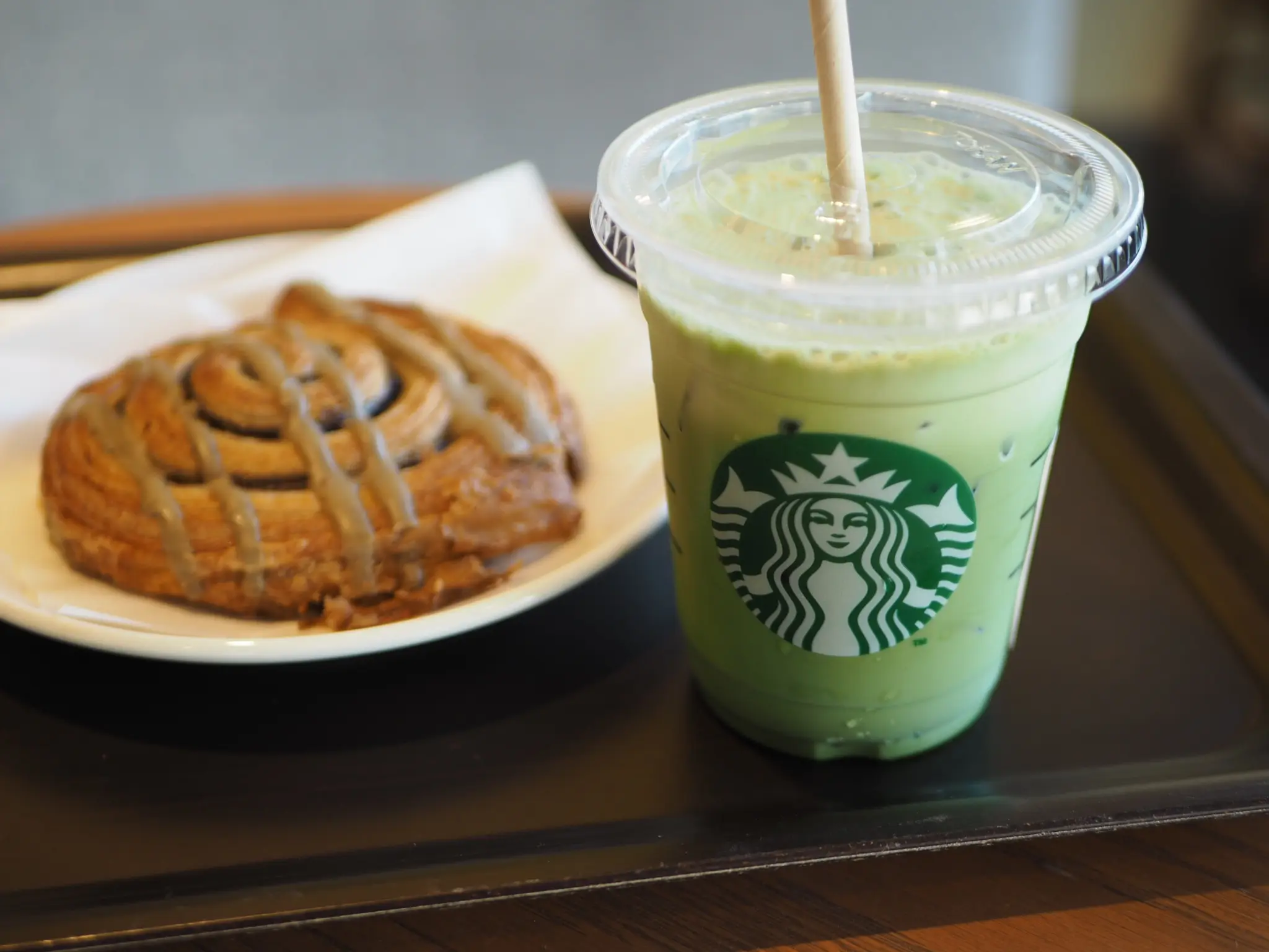 【スタバ新作】夏季限定!アイス抹茶 ティー ラテ×ほうじ茶デニッシュの組み合わせが完璧❃❃❃_4