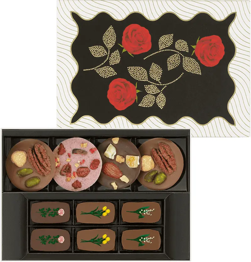 『ルル メリー』の「マンディアンとお花のチョコレート」10個入り