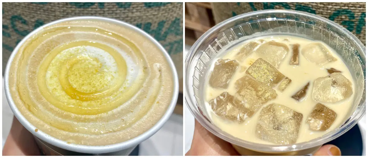 【タリーズ新作】「出雲生姜のジンジャーハニーミルクラテ」のトッピング部分をアップで写した写真