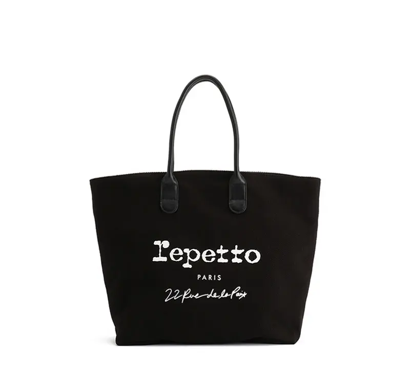 Repettoの黒いキャンバストートバッグ