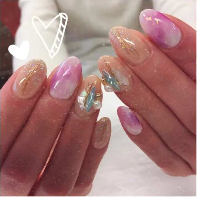 【ネイル】まだまだ寒くて冬ですが春っぽいネイルにしました♡♡_2