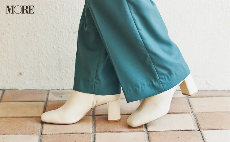 きれい見えで大ヒット。くすみパステルのセミフレアパンツを週3今っぽくはくための足もと見本帳☆_6