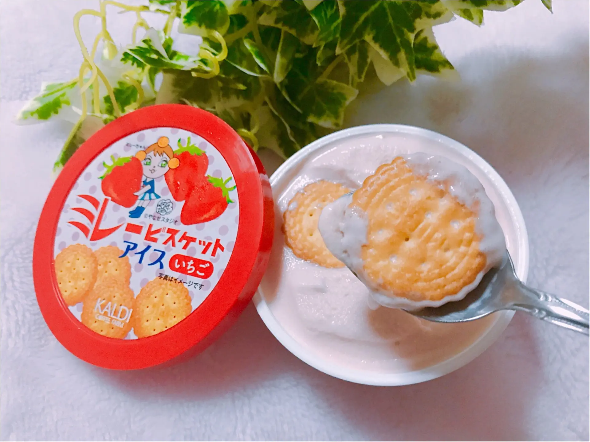 【KALDI】あのご当地菓子《ミレービスケット》がアイスになっちゃった!カルディ限定で“いちご味”が新登場❤︎パッケージがレトロ可愛い♡♡_3
