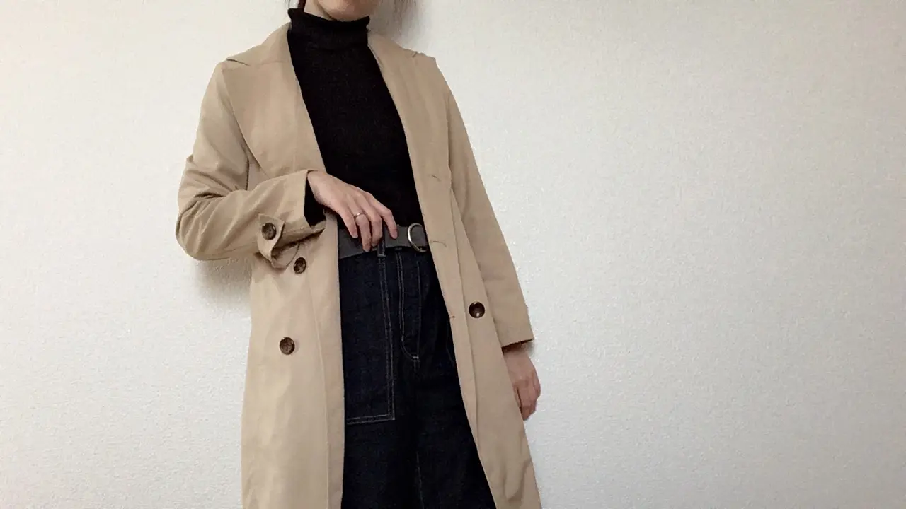 ベージュトレンチコート×ワイドデニム♡_1