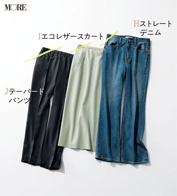 着回しに使用するボトム3点