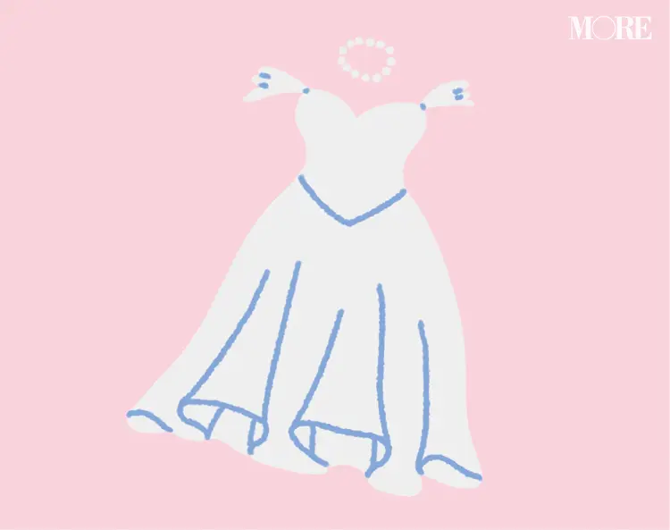 前田豆コさんのイラスト。ウエディングドレス