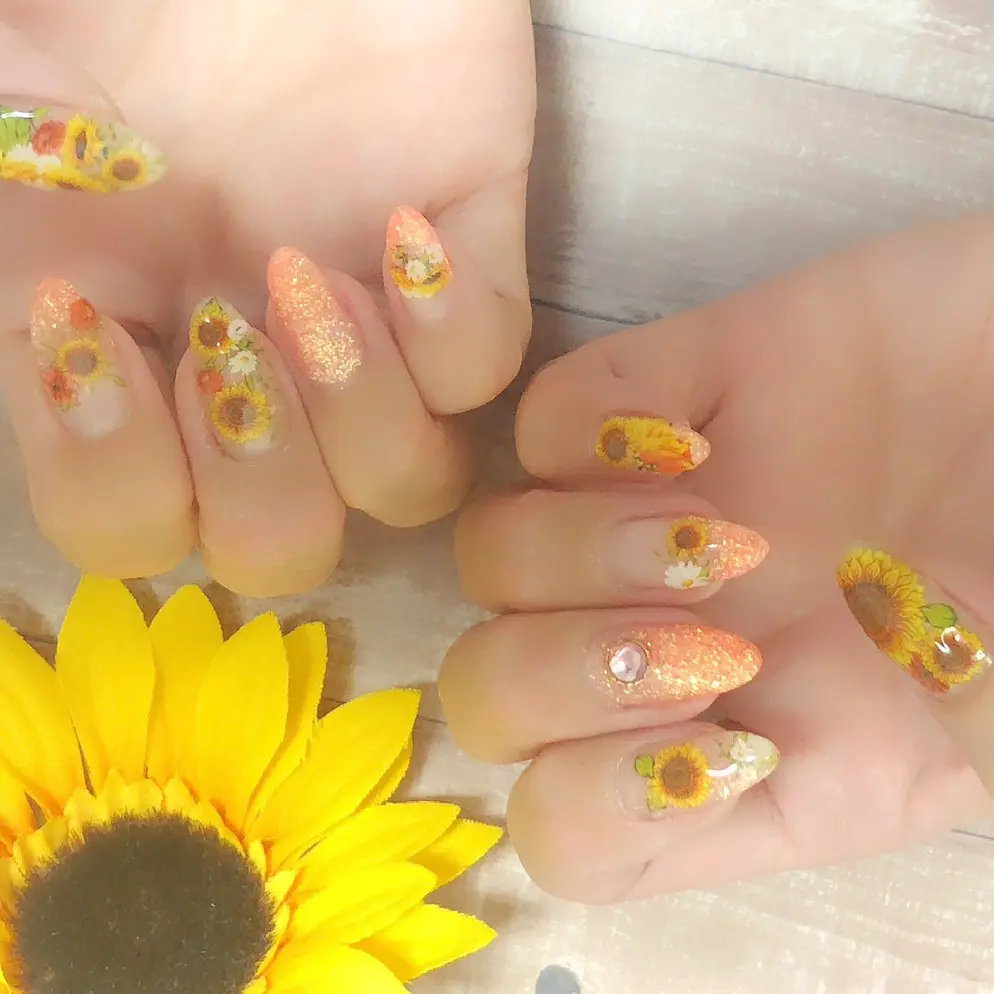 【夏ネイル・マニキュア】Summer NAIL ♡Sun Flower _3