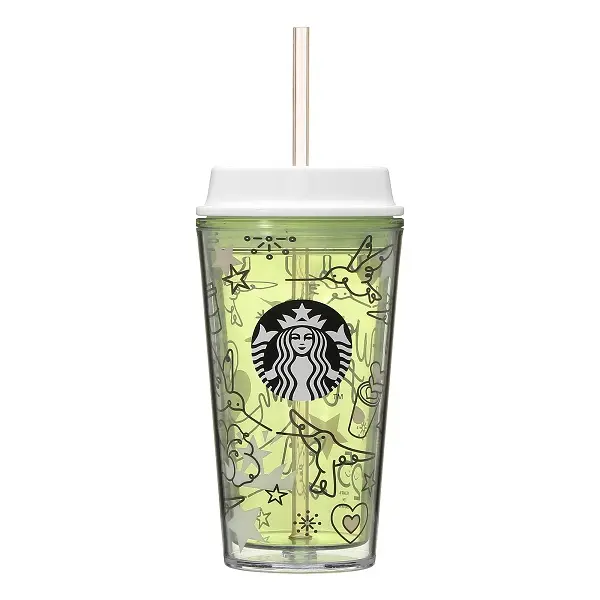 スタバ25周年新作グッズ、オンライン限定「コールドカップタンブラーラインアートグリーン473ml」